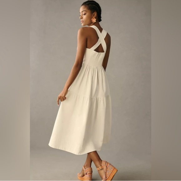 Anthropologie Forever That Girl Denim white long midi dress small - Picture 2 of 5